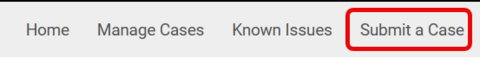 screenshot of where Submit a Case link is located