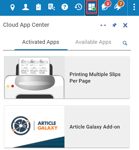 The Cloud App Center with the Cloud App menu button.