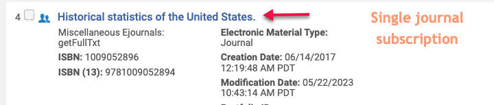 screenshot of single journal subscripton