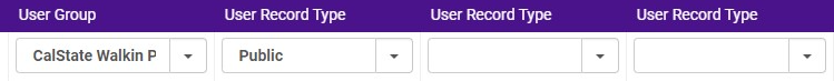 The Record Type settings for the CalState Walkin Patron User Group.