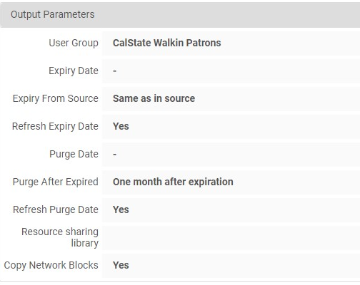 The Output parameters (listed below the image).